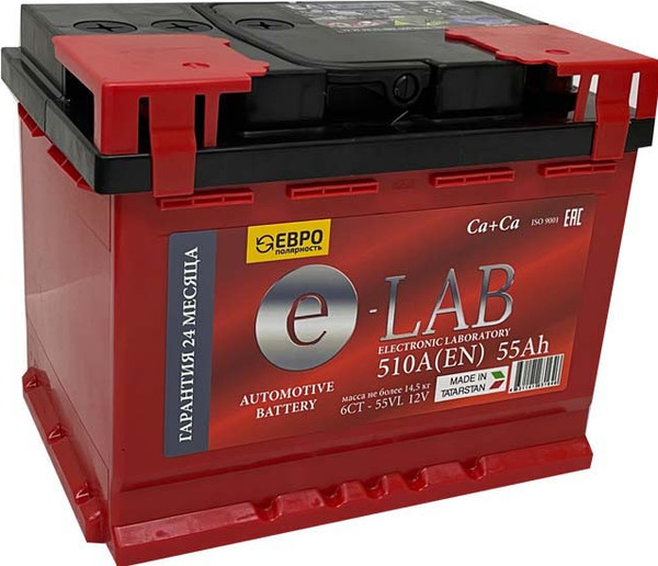 Изображение товара Автомобильный аккумулятор E-Lab (0) 510A L2 6CT-55 / 055 112 K11 E (55А/ч)