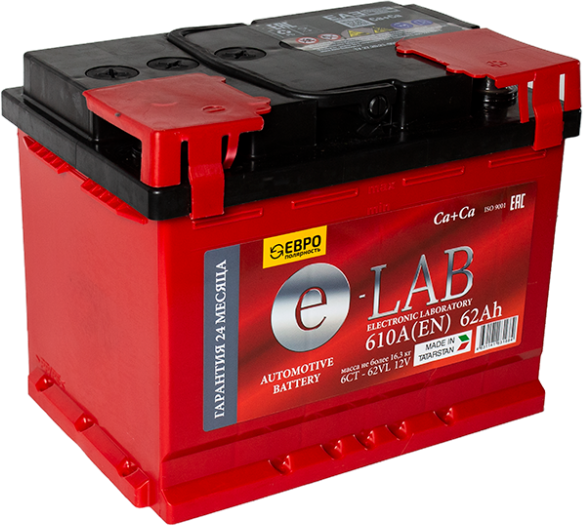 Изображение товара Автомобильный аккумулятор E-Lab (0) 610A L2 6CT-62 / 062 112 K11 E (62А/ч)