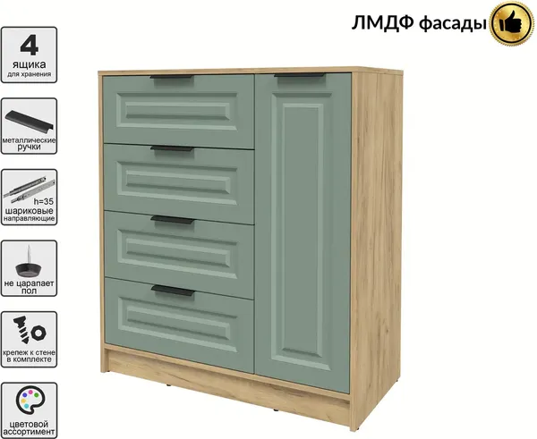 Изображение товара Тумба Interline Концепт КТ-Т90 Деко (дуб золотой/мята)