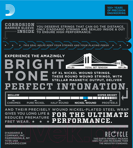 Изображение товара Струны для электрогитары D'Addario EXL-125