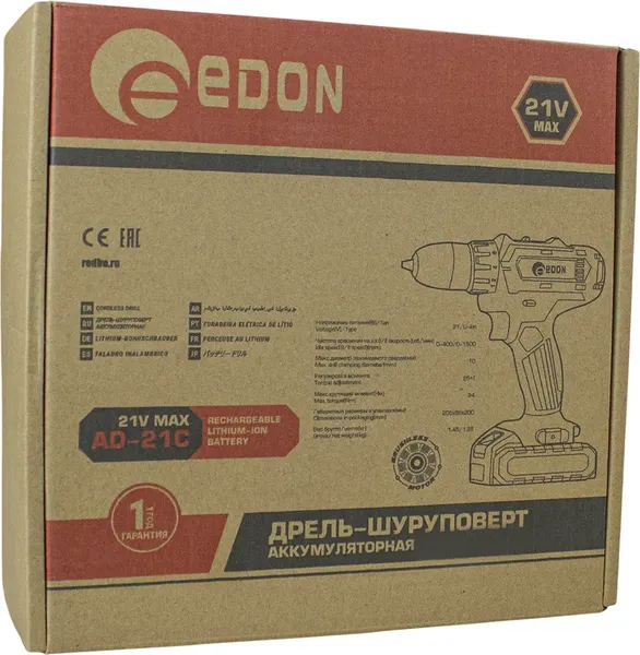 Изображение товара Аккумуляторная дрель-шуруповерт Edon AD-21C / 15419