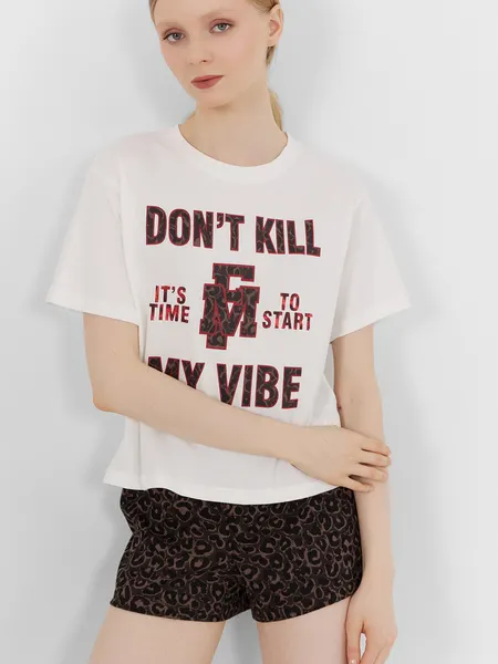 Изображение товара Пижама Mark Formelle 592536 (р.164/170-100-106, белый/шоколадный леопард)