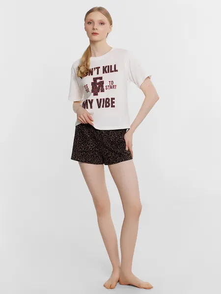 Изображение товара Пижама Mark Formelle 592536 (р.164/170-100-106, белый/шоколадный леопард)