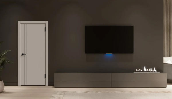 Изображение товара Дверь межкомнатная Geometrica KM 2 ДГ 70x200 ABS (крим/черный с 4-х сторон молдинг)