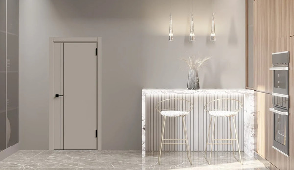 Изображение товара Дверь межкомнатная Geometrica KM 2 ДГ 70x200 ABS (крим/черный с 4-х сторон молдинг)