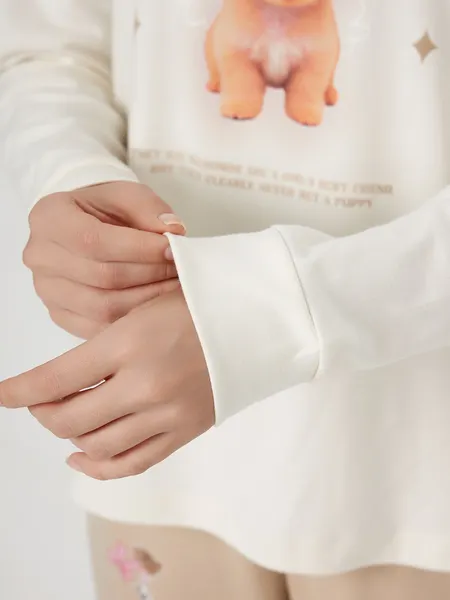 Изображение товара Комплект домашней одежды Mark Formelle 592514 (р.164/170-84-90, молочный/собачки на песочном)