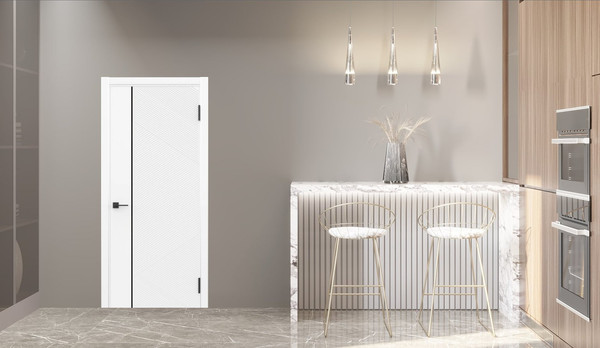 Изображение товара Дверь межкомнатная Geometrica  PM 6 ДГ 80x200 ABS (айс/черный с 2-х сторон молдинг)