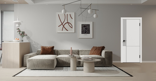 Изображение товара Дверь межкомнатная Geometrica DM 3 ДГ 70x200 ABS (Silver/черный с 4-х сторон)