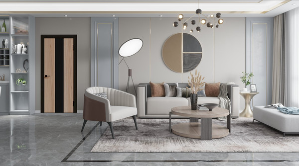 Изображение товара Дверь межкомнатная Geometrica PM 2 ДГ 70x200 ABS (стронг черный/шампань/черный с 2-х сторон)