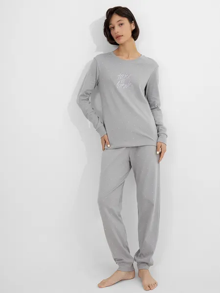 Изображение товара Комплект домашней одежды Mark Formelle 592514 (р.164/170-88-94, горошек на сером/639-D вышивка)