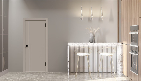 Изображение товара Дверь межкомнатная Geometrica KM 3 ДГ 60x200 ABS (крим/черный с 4-х сторон молдинг)