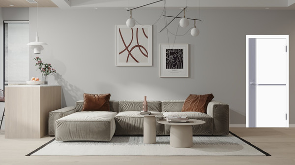 Изображение товара Дверь межкомнатная Geometrica DM 2 ДГ 70x200 ABS (White/Grey/черный с 4-х сторон)