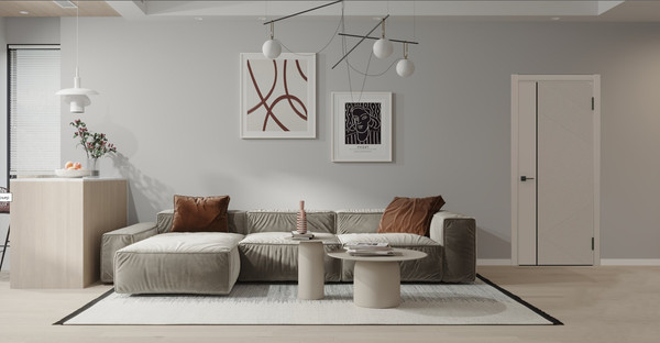 Изображение товара Дверь межкомнатная Geometrica PM 6 ДГ 60x200 ABS (крим/черный с 2-х сторон молдинг)