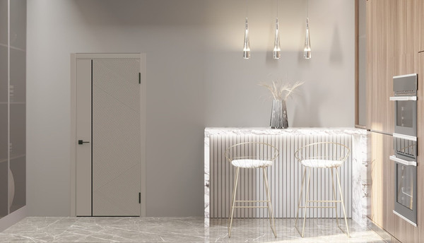 Изображение товара Дверь межкомнатная Geometrica PM 6 ДГ 60x200 ABS (крим/черный с 2-х сторон молдинг)