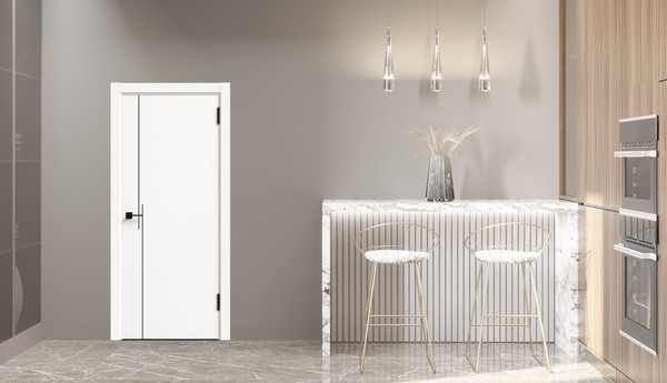 Изображение товара Дверь межкомнатная Geometrica KM 3 ДГ 70x200 ABS (айс/черный с 4-х сторон молдинг )