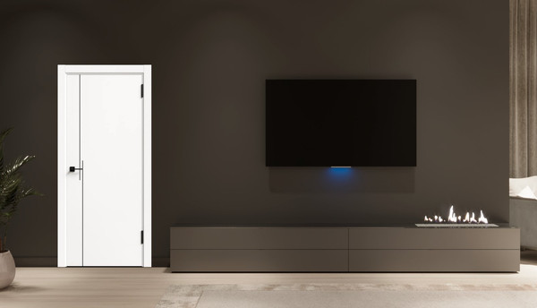 Изображение товара Дверь межкомнатная Geometrica KM 3 ДГ 70x200 ABS (айс/черный с 4-х сторон молдинг )