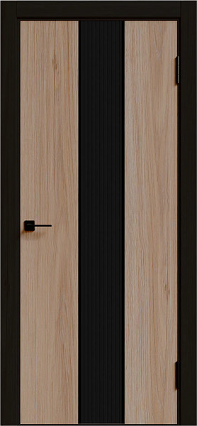 Изображение товара Дверь межкомнатная Geometrica PM 2 ДГ 60x200 ABS (стронг черный/шампань/черный с 2-х сторон)