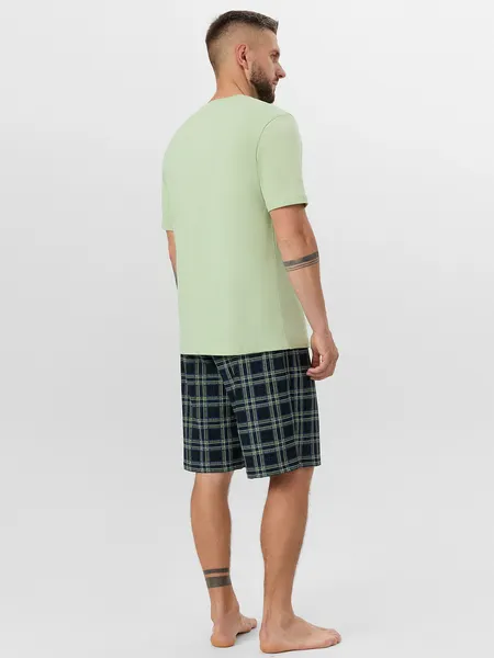 Изображение товара Комплект домашней одежды Mark Formelle 591044 (р.108-98-182/188, светло-зеленый/клетка на черном)