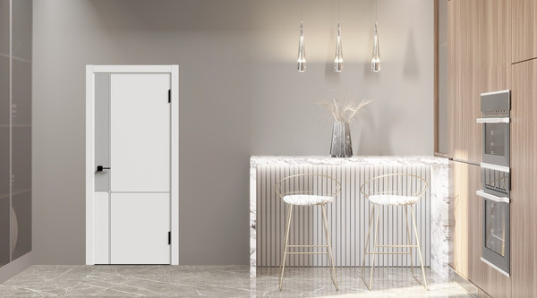 Изображение товара Дверь межкомнатная Geometrica DM 3 ДГ 80x200 ABS (Silver/черный с 4-х сторон)