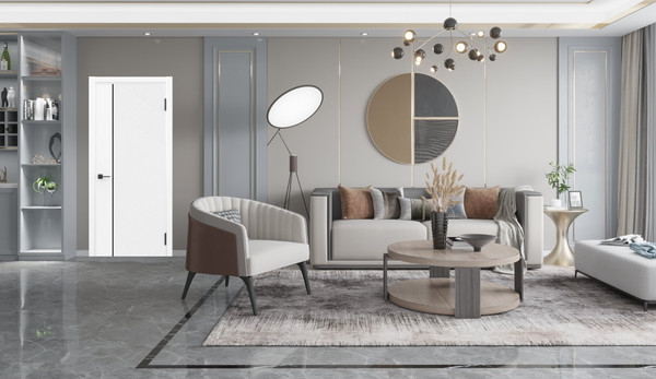 Изображение товара Дверь межкомнатная Geometrica PM 6 ДГ 70x200 ABS (айс/черный с 2-х сторон молдинг)