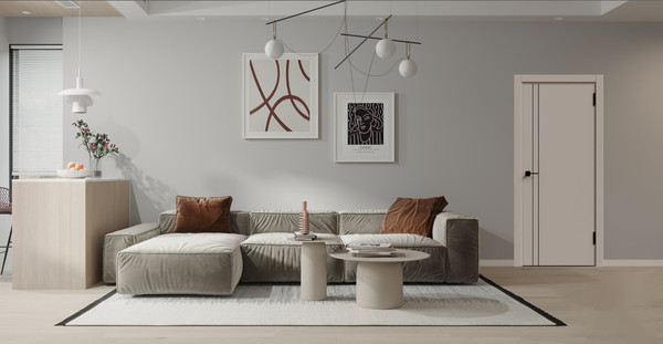 Изображение товара Дверь межкомнатная Geometrica KM 2 ДГ 80x200 ABS (крим/черный с 4-х сторон молдинг)