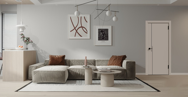 Изображение товара Дверь межкомнатная Geometrica KM 3 ДГ 70x200 ABS (крим/черный с 4-х сторон молдинг)