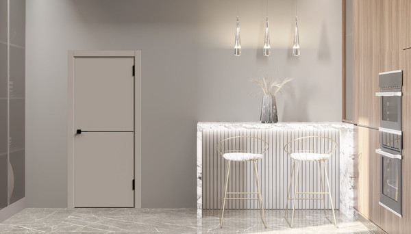 Изображение товара Дверь межкомнатная Geometrica  KM 1 ДГ 60x200 ABS (крим/черный с 4-х сторон молдинг)