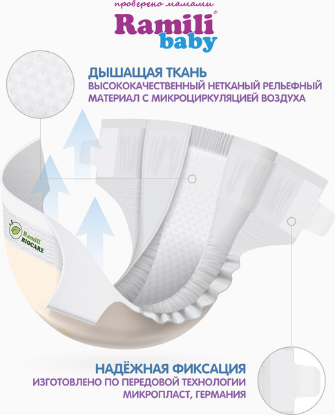 Изображение товара Подгузники детские Ramili Biocare Newborn / NBD2 (NB, 2шт)