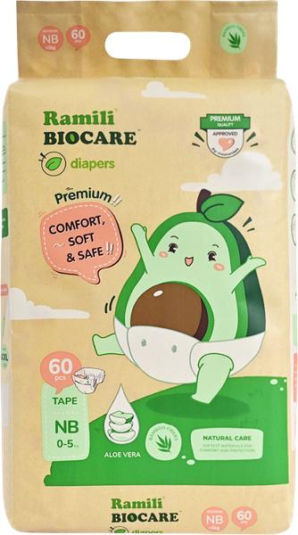 Изображение товара Подгузники детские Ramili Biocare Newborn / NBD60 (NB, 60шт)