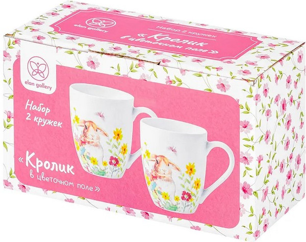 Изображение товара Набор кружек Elan Gallery Кролик в цветочном поле / 880249
