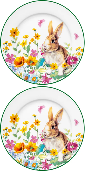 Изображение товара Набор тарелок Elan Gallery Кролик в цветочном поле / 880248