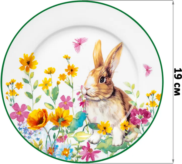 Изображение товара Набор тарелок Elan Gallery Кролик в цветочном поле / 880248