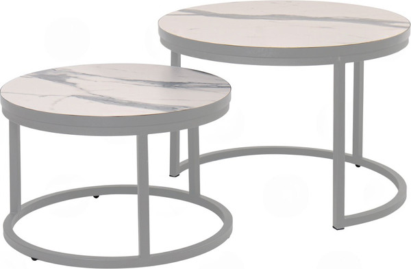 Изображение товара Комплект журнальных столиков Мир стульев №6 (белый муар/мрамор бел)