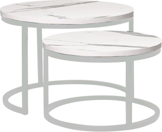 Изображение товара Комплект журнальных столиков Мир стульев №6 (белый муар/мрамор бел)