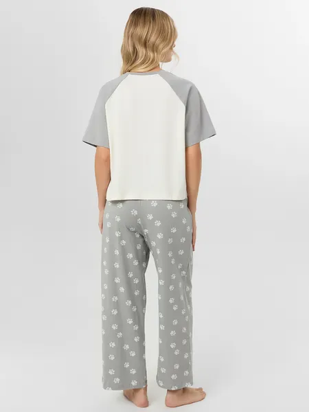 Изображение товара Пижама Mark Formelle 592631 (р.164/170-96-102, молочный/лапки на сером)