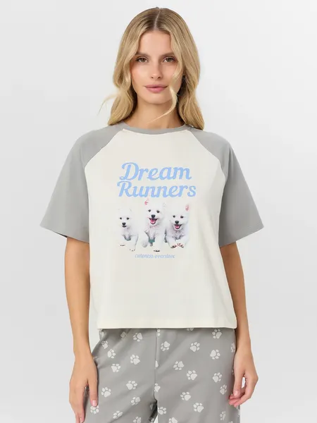 Изображение товара Пижама Mark Formelle 592631 (р.164/170-96-102, молочный/лапки на сером)