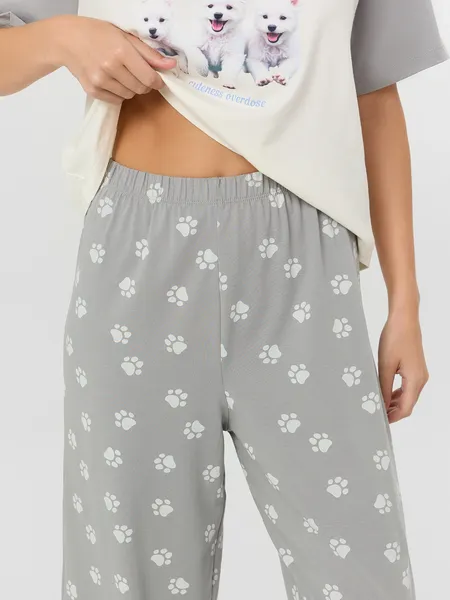 Изображение товара Пижама Mark Formelle 592631 (р.164/170-96-102, молочный/лапки на сером)