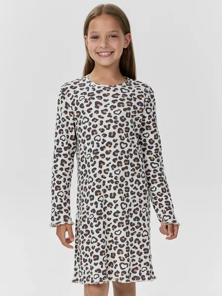 Изображение товара Сорочка детская Mark Formelle 577726 (р.146-72, леопардовые сердечки на молоке)