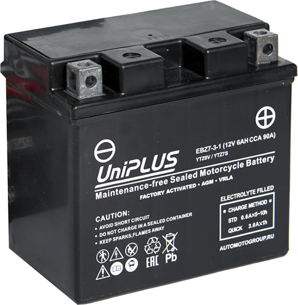 Изображение товара Мотоаккумулятор UniPLUS HP (0) 90A YTZ7S-BS / EBZ7-3-1 (6А/ч)