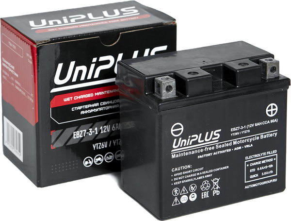 Изображение товара Мотоаккумулятор UniPLUS HP (0) 90A YTZ7S-BS / EBZ7-3-1 (6А/ч)