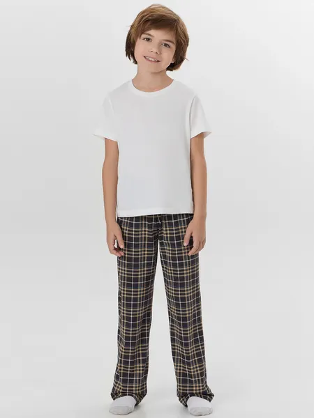 Изображение товара Штаны пижамные детские Mark Formelle 583001 (р.128-64-57, обсидиановая клетка)