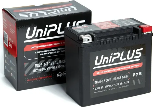 Изображение товара Мотоаккумулятор UniPLUS PS (0) 320A YTX20L-BS / MX20-3-3 (18А/ч)