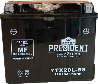 Изображение товара Мотоаккумулятор President Auto (0) 330A YTX20L-BS / YTX20L-BS MF (18А/ч)