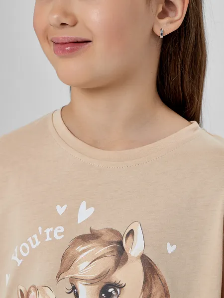 Изображение товара Пижама детская Mark Formelle 567756 (р.128-64, бежевый/сердечки на голубом)