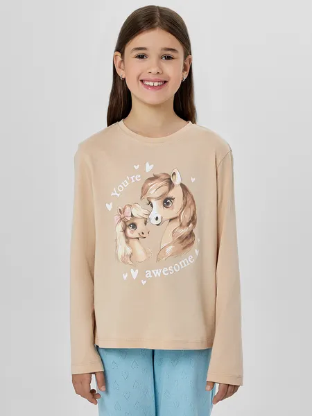 Изображение товара Пижама детская Mark Formelle 567756 (р.134-68, бежевый/сердечки на голубом)