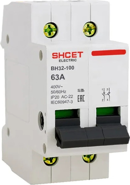 Изображение товара Выключатель нагрузки SHCET ВН32-100 2Р 125А / S0000341