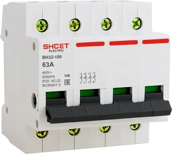 Изображение товара Выключатель нагрузки SHCET ВН32-100 4Р 100А / S0000360