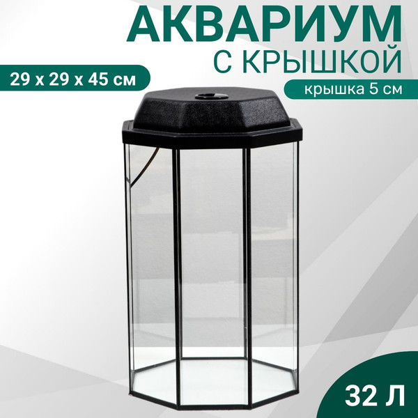 Изображение товара Аквариум Sima-Land Восьмигранный / 3424614 (черный)