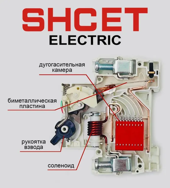 Изображение товара Выключатель автоматический SHCET ВА 47-19 1Р 4А 6kA хар.В / S0000060