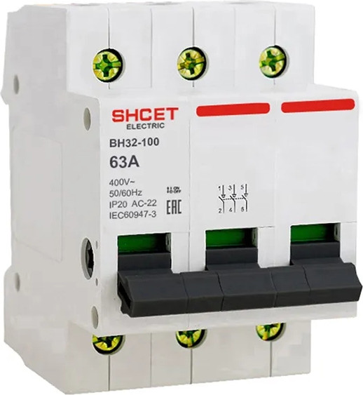 Изображение товара Выключатель нагрузки SHCET ВН32-100 3Р 63А / S0000348